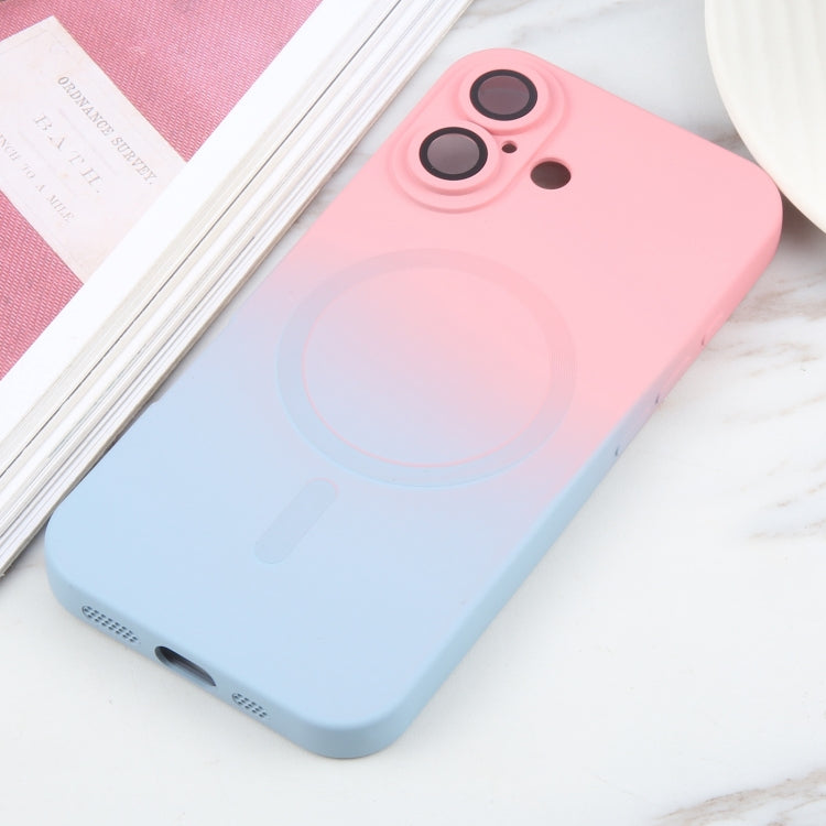 For iPhone 16 Liquid TPU Silicone Gradient MagSafe Phone Case(Pink Blue) - iPhone 16 Cases by PMC Jewellery | Online Shopping South Africa | PMC Jewellery | Buy Now Pay Later Mobicred