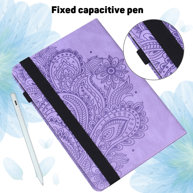 For Google Pixel Tablet Peacock Embossed Pattern Leather Tablet Case(Purple) - Google by PMC TechLife | Online Shopping South Africa | PMC TechLife | Buy Now Pay Later Mobicred