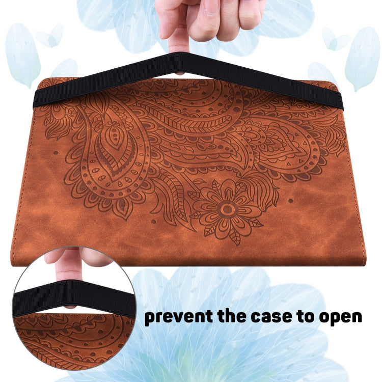 For Google Pixel Tablet Peacock Embossed Pattern Leather Tablet Case(Brown) - Google by PMC TechLife | Online Shopping South Africa | PMC TechLife | Buy Now Pay Later Mobicred