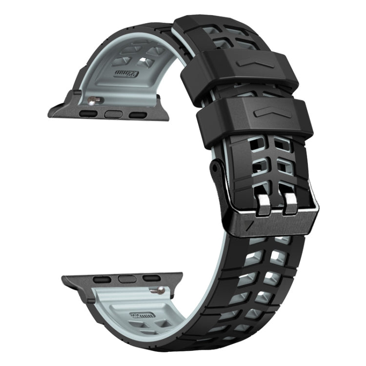 For Apple Watch SE 2023 40mm Twill Dual-row Buckle Silicone Watch Band(Black Grey) - Watch Bands by PMC TechLife | Online Shopping South Africa | PMC TechLife
