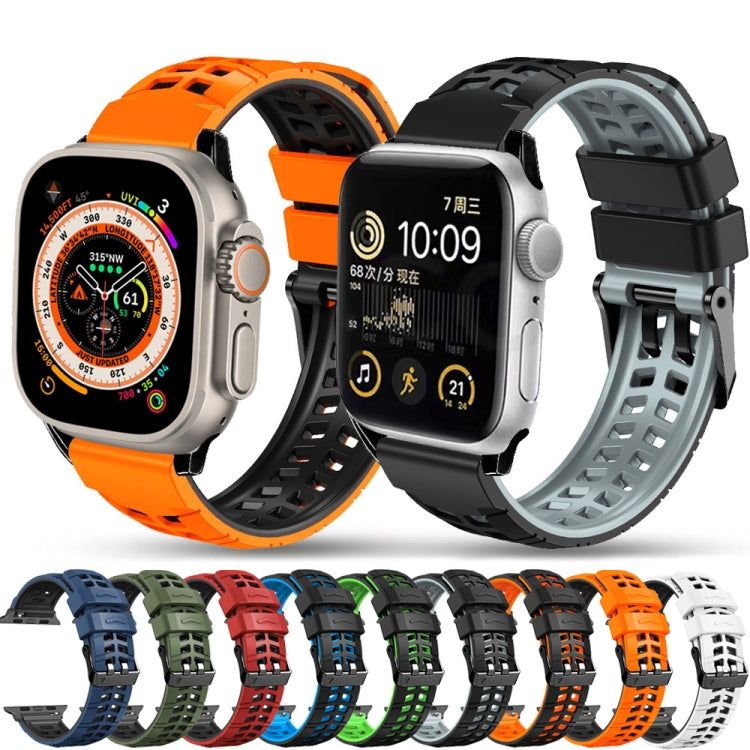 For Apple Watch SE 2023 40mm Twill Dual-row Buckle Silicone Watch Band(Black Grey) - Watch Bands by PMC TechLife | Online Shopping South Africa | PMC TechLife