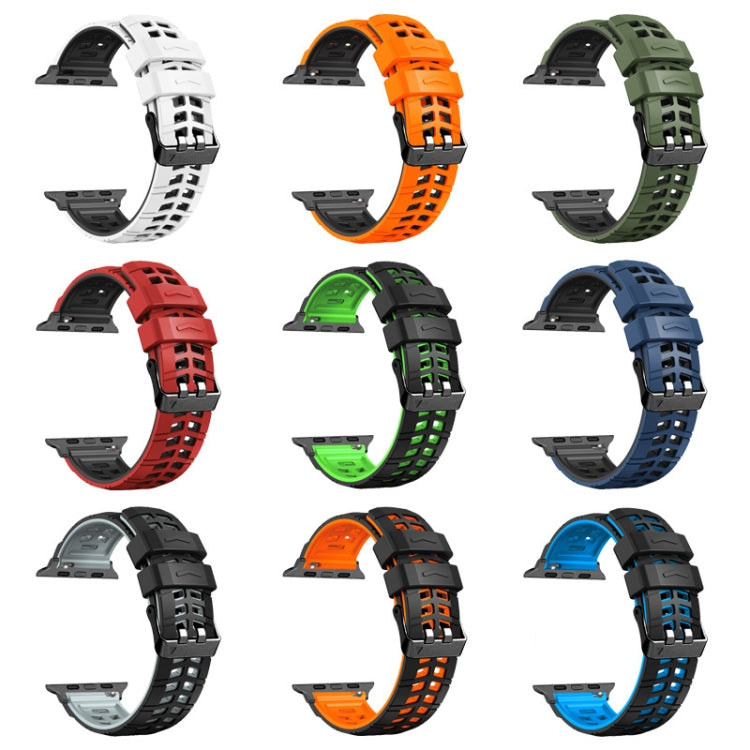 For Apple Watch Ultra 2 49mm Twill Dual-row Buckle Silicone Watch Band(Black Blue) - Watch Bands by PMC TechLife | Online Shopping South Africa | PMC TechLife