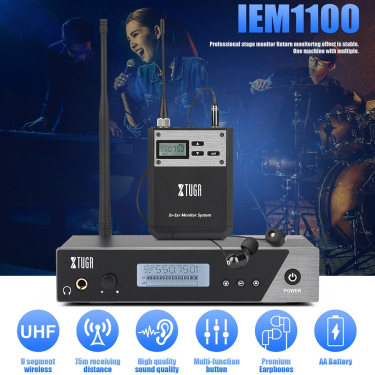 XTUGA  IEM1100 Professional Wireless In Ear Monitor System 5 BodyPacks(US Plug) - Microphone by XTUGA | Online Shopping South Africa | PMC Jewellery | Buy Now Pay Later Mobicred