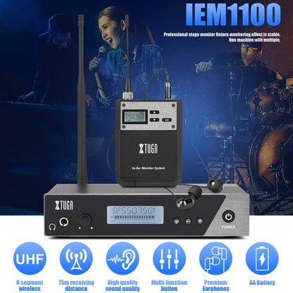 XTUGA  IEM1100 Professional Wireless In Ear Monitor System 1 BodyPacks(EU Plug) - Microphone by XTUGA | Online Shopping South Africa | PMC Jewellery | Buy Now Pay Later Mobicred