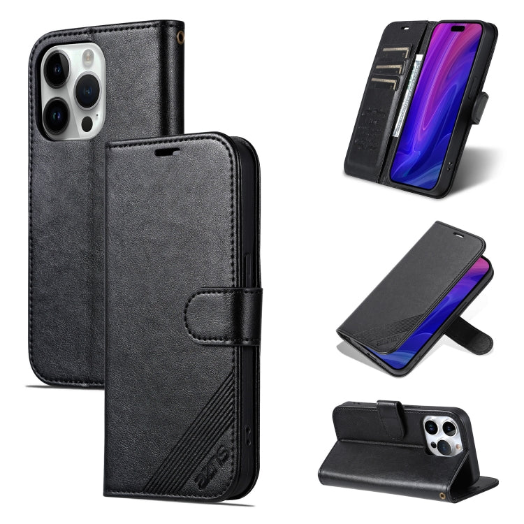 For iPhone 16 Pro Max AZNS Sheepskin Texture Flip Leather Phone Case(Black) - iPhone 16 Pro Max Cases by AZNS | Online Shopping South Africa | PMC TechLife | Buy Now Pay Later Mobicred
