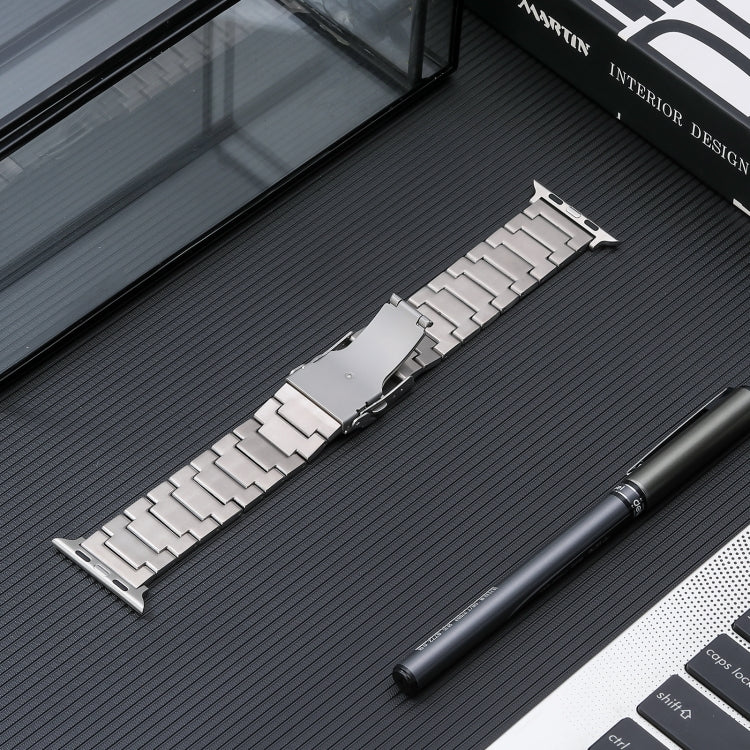 For Apple Watch Ultra 49mm Safety Buckle Titanium Steel Watch Band(Silver) - Watch Bands by PMC TechLife | Online Shopping South Africa | PMC TechLife