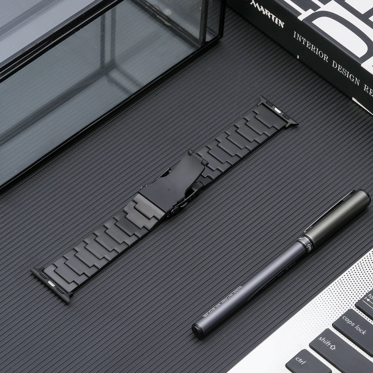 For Apple Watch Series 8 45mm Safety Buckle Titanium Steel Watch Band(Black) - Watch Bands by PMC TechLife | Online Shopping South Africa | PMC TechLife