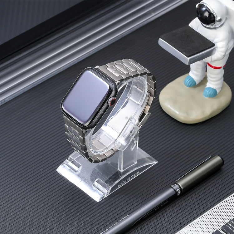For Apple Watch SE 2022 44mm Safety Buckle Titanium Steel Watch Band(Silver) - Watch Bands by PMC TechLife | Online Shopping South Africa | PMC TechLife