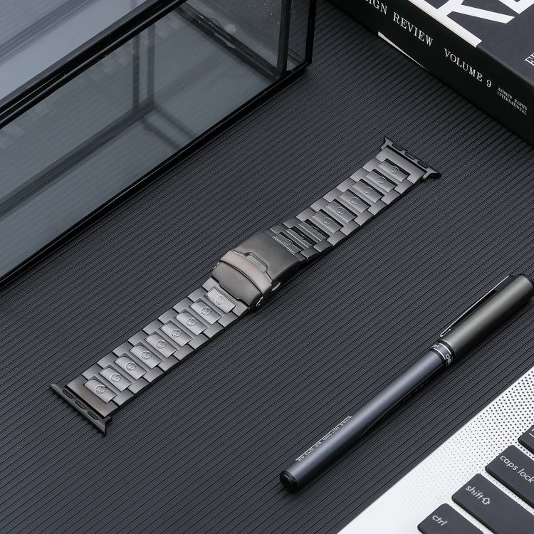 For Apple Watch Series 7 41mm Safety Buckle Titanium Steel Watch Band(Grey) - Watch Bands by PMC TechLife | Online Shopping South Africa | PMC TechLife