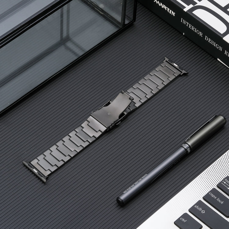 For Apple Watch SE 40mm Safety Buckle Titanium Steel Watch Band(Grey) - Watch Bands by PMC TechLife | Online Shopping South Africa | PMC TechLife