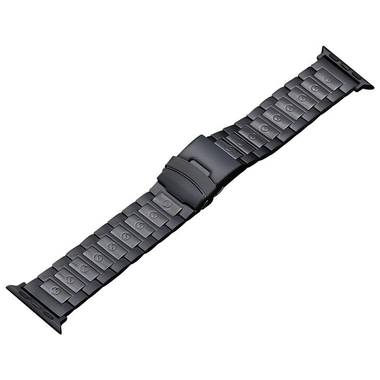 For Apple Watch Series 4 44mm Safety Buckle Titanium Steel Watch Band(Black) - Watch Bands by PMC TechLife | Online Shopping South Africa | PMC TechLife