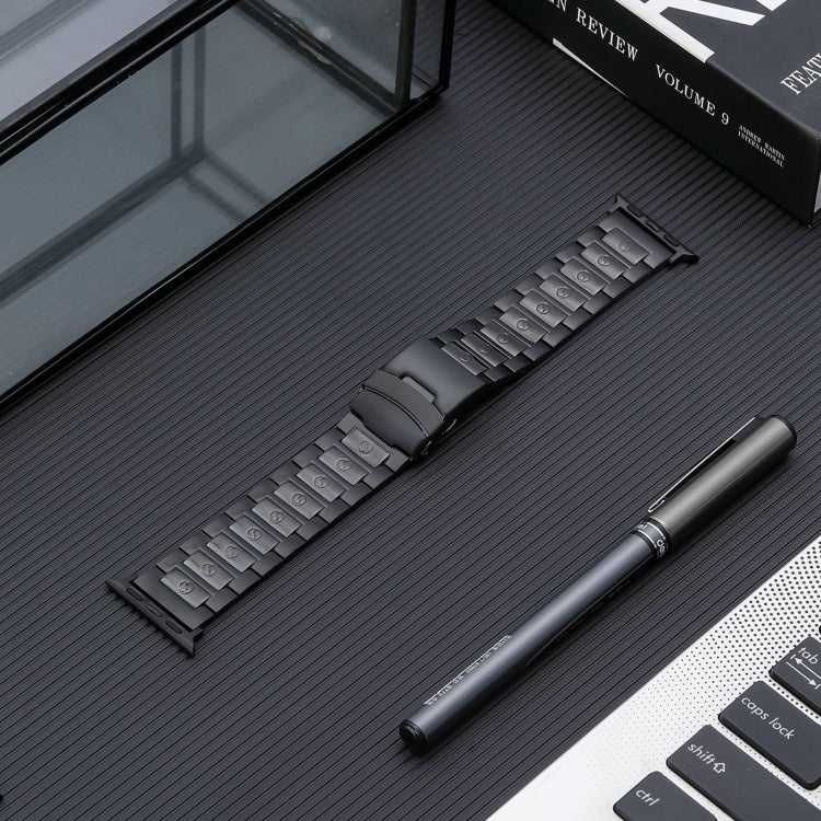 For Apple Watch Series 4 40mm Safety Buckle Titanium Steel Watch Band(Black) - Watch Bands by PMC TechLife | Online Shopping South Africa | PMC TechLife