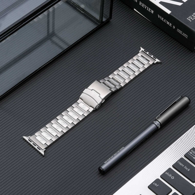 For Apple Watch Series 3 38mm Safety Buckle Titanium Steel Watch Band(Silver) - Watch Bands by PMC TechLife | Online Shopping South Africa | PMC TechLife
