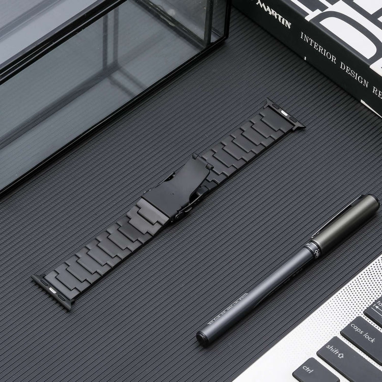 For Apple Watch Series 2 38mm Safety Buckle Titanium Steel Watch Band(Black) - Watch Bands by PMC TechLife | Online Shopping South Africa | PMC TechLife