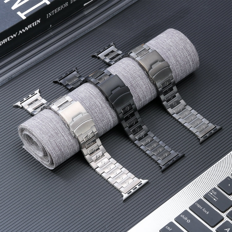 For Apple Watch SE 40mm Safety Buckle Titanium Steel Watch Band(Grey) - Watch Bands by PMC TechLife | Online Shopping South Africa | PMC TechLife