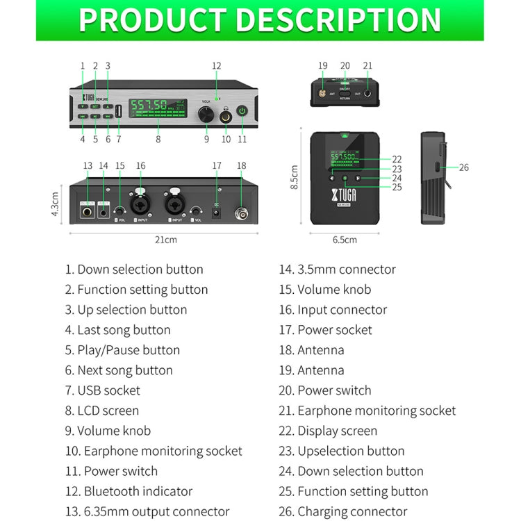 XTUGA SEM100 Professional Wireless In Ear Monitor System 1 BodyPacks(AU Plug) - Microphone by XTUGA | Online Shopping South Africa | PMC Jewellery | Buy Now Pay Later Mobicred