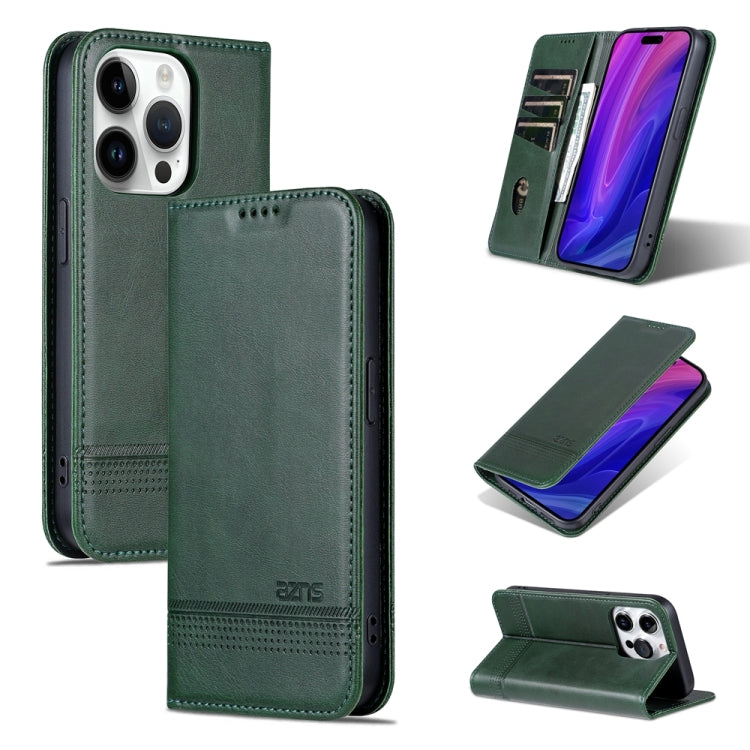 For iPhone 15 Pro Max AZNS Magnetic Calf Texture Flip Leather Phone Case(Dark Green) - iPhone 15 Pro Max Cases by AZNS | Online Shopping South Africa | PMC Jewellery | Buy Now Pay Later Mobicred