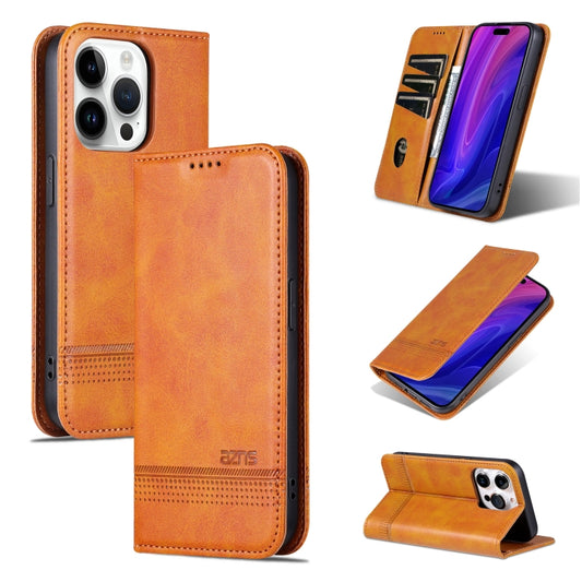 For iPhone 16 Pro AZNS Magnetic Calf Texture Flip Leather Phone Case(Light Brown) - iPhone 16 Pro Cases by AZNS | Online Shopping South Africa | PMC Jewellery | Buy Now Pay Later Mobicred