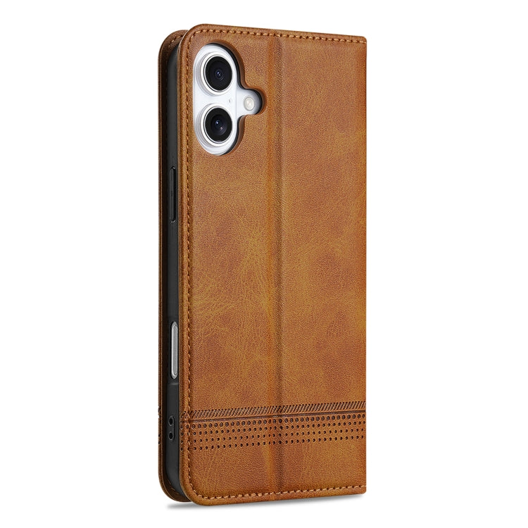 For iPhone 16 Plus AZNS Magnetic Calf Texture Flip Leather Phone Case(Light Brown) - iPhone 16 Plus Cases by AZNS | Online Shopping South Africa | PMC Jewellery | Buy Now Pay Later Mobicred