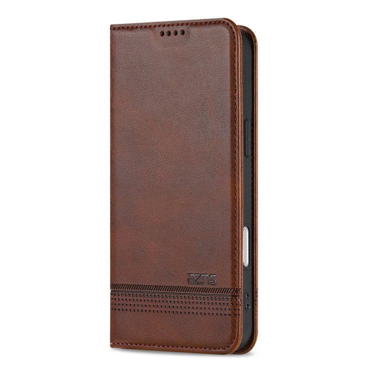 For iPhone 16 Plus AZNS Magnetic Calf Texture Flip Leather Phone Case(Dark Brown) - iPhone 16 Plus Cases by AZNS | Online Shopping South Africa | PMC Jewellery | Buy Now Pay Later Mobicred