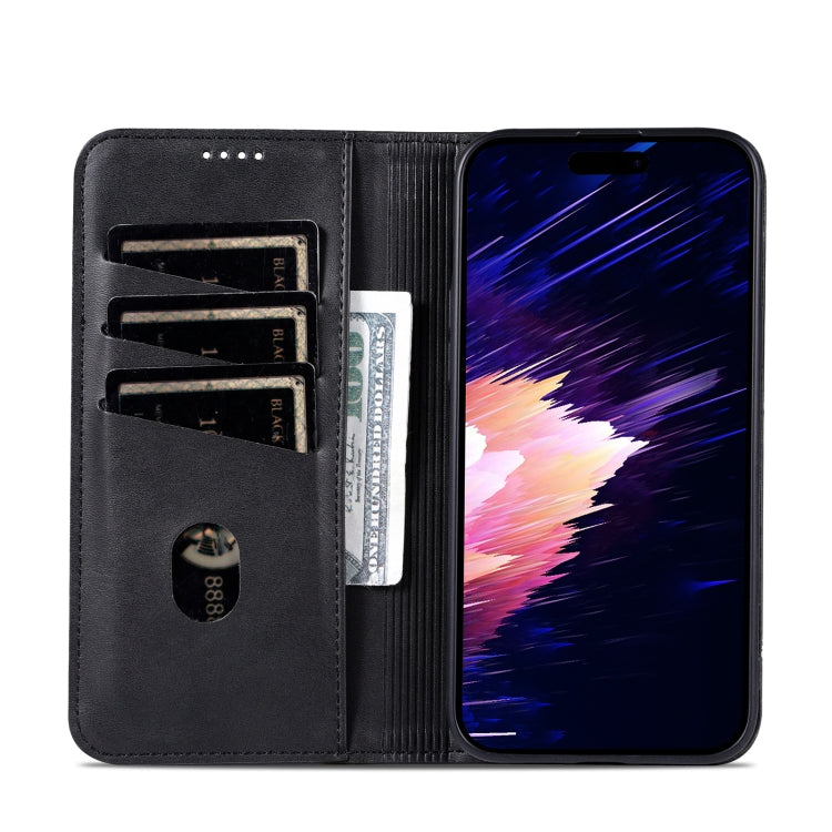 For iPhone 16 Plus AZNS Magnetic Calf Texture Flip Leather Phone Case(Black) - iPhone 16 Plus Cases by AZNS | Online Shopping South Africa | PMC Jewellery | Buy Now Pay Later Mobicred