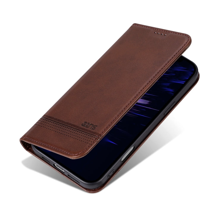 For iPhone 16 AZNS Magnetic Calf Texture Flip Leather Phone Case(Dark Brown) - iPhone 16 Cases by AZNS | Online Shopping South Africa | PMC Jewellery | Buy Now Pay Later Mobicred