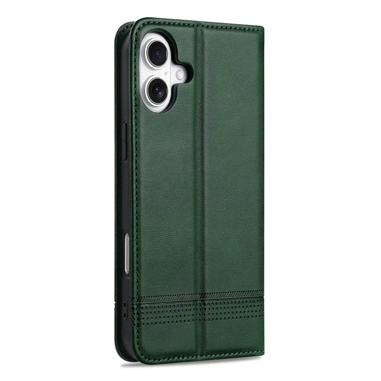 For iPhone 16 AZNS Magnetic Calf Texture Flip Leather Phone Case(Dark Green) - iPhone 16 Cases by AZNS | Online Shopping South Africa | PMC Jewellery | Buy Now Pay Later Mobicred