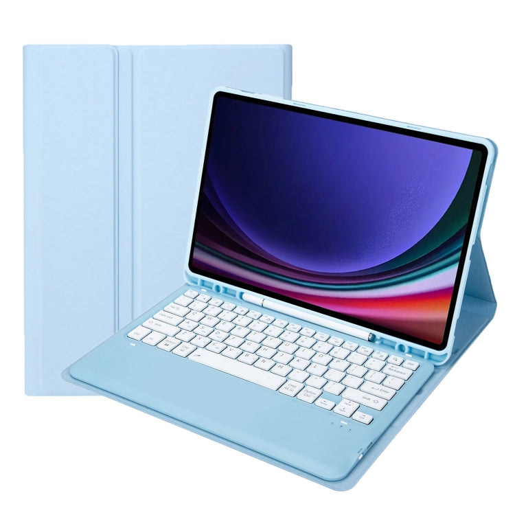 For Samsung Galaxy Tab S9 FE+ A810B Pen Slot Detachable Bluetooth Keyboard Leather Tablet Case(Sky Blue) - Samsung Keyboard by PMC TechLife | Online Shopping South Africa | PMC TechLife
