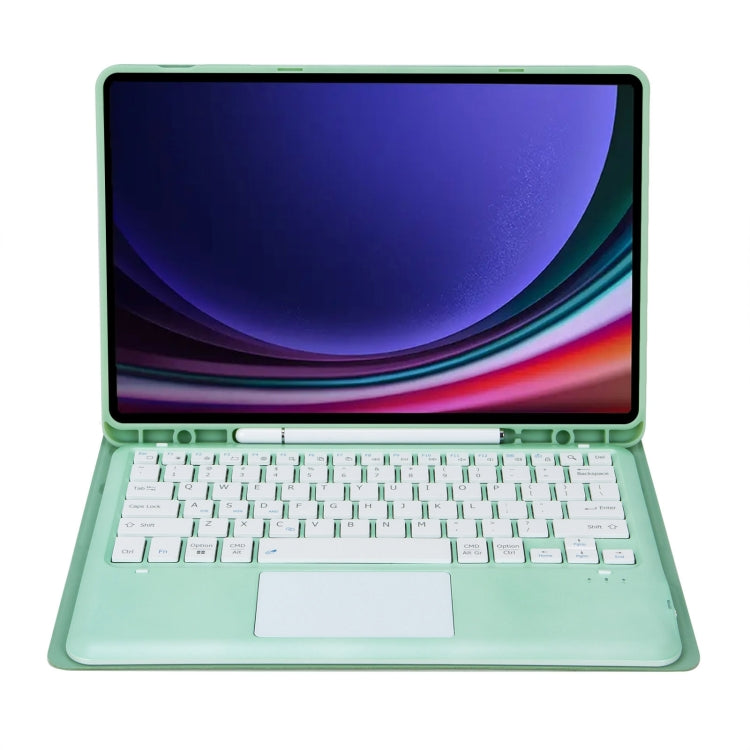 For Samsung Galaxy Tab S9 FE+ A810B-A Touch Pad Detachable Bluetooth Keyboard Leather Tablet Case(Mint Green) - Samsung Keyboard by PMC TechLife | Online Shopping South Africa | PMC TechLife