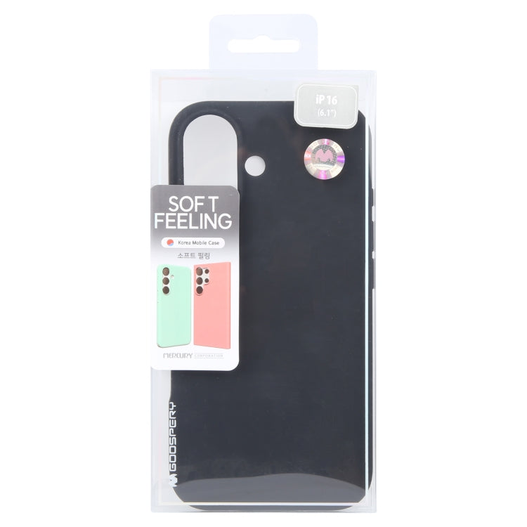 For iPhone 16 Plus GOOSPERY SOFT FEELING Liquid TPU Soft Phone Case(Black) - iPhone 16 Plus Cases by GOOSPERY | Online Shopping South Africa | PMC Jewellery | Buy Now Pay Later Mobicred