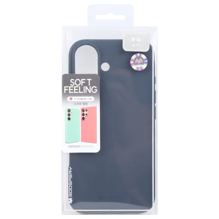 For iPhone 16 GOOSPERY SOFT FEELING Liquid TPU Soft Phone Case(Dark Blue) - iPhone 16 Cases by GOOSPERY | Online Shopping South Africa | PMC Jewellery | Buy Now Pay Later Mobicred