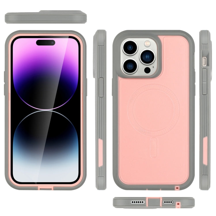 For iPhone 15 Plus Defender Series XT MagSafe Magnetic PC + TPU Shockproof Phone Case(Pink+Grey) - iPhone 15 Plus Cases by PMC Jewellery | Online Shopping South Africa | PMC Jewellery