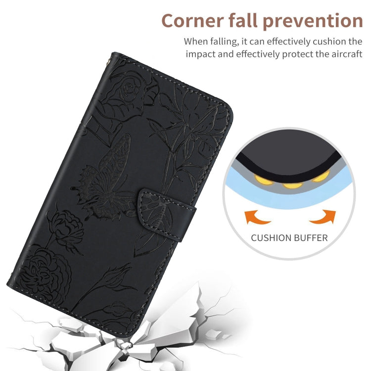 For Motorola Edge 5G 2024 HT03 Skin Feel Butterfly Embossed Flip Leather Phone Case(Black) - Motorola Cases by PMC Jewellery | Online Shopping South Africa | PMC Jewellery | Buy Now Pay Later Mobicred