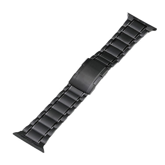 For Apple Watch Series 6 44mm Five Beads Turtle Buckle Titanium Steel Watch Band(Black) - Watch Bands by PMC Jewellery | Online Shopping South Africa | PMC Jewellery