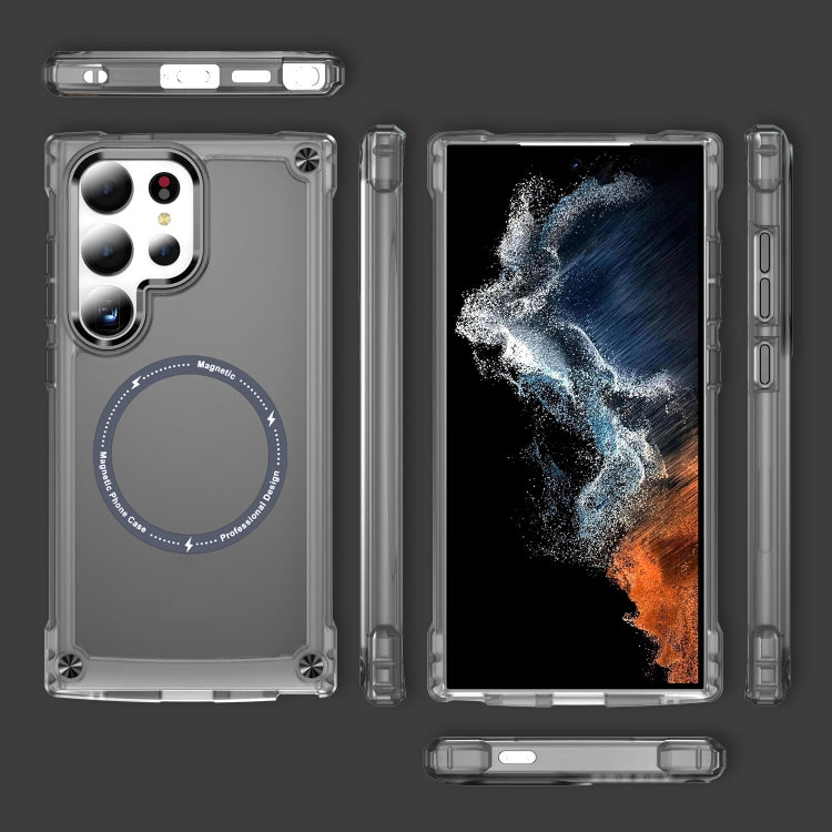 For Samsung Galaxy S25 Ultra 5G Skin Feel TPU + PC MagSafe Magnetic Phone Case(Transparent Black) - Galaxy S25 Ultra 5G Cases by PMC Jewellery | Online Shopping South Africa | PMC Jewellery | Buy Now Pay Later Mobicred