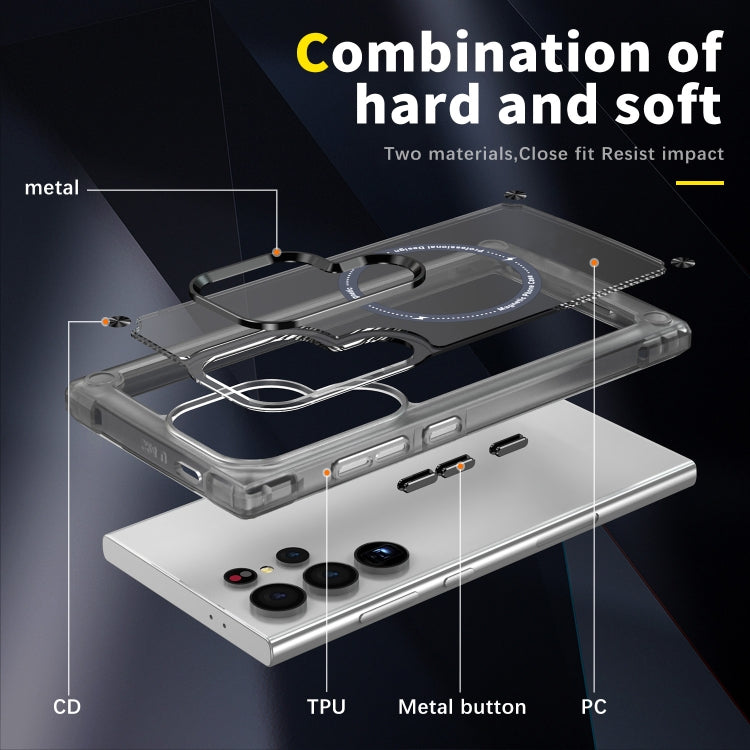 For Samsung Galaxy S25 Ultra 5G Skin Feel TPU + PC MagSafe Magnetic Phone Case(Transparent Black) - Galaxy S25 Ultra 5G Cases by PMC Jewellery | Online Shopping South Africa | PMC Jewellery | Buy Now Pay Later Mobicred