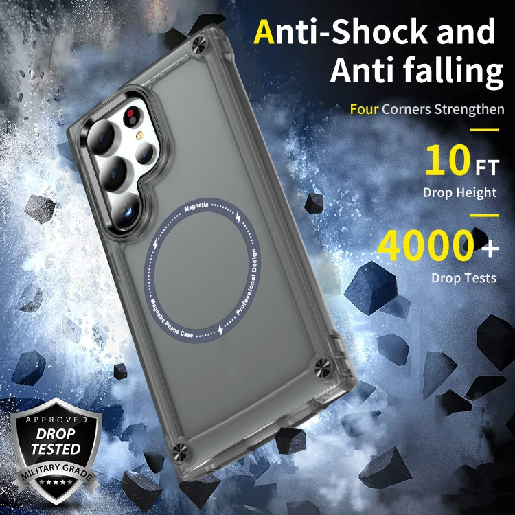 For Samsung Galaxy S25 Ultra 5G Skin Feel TPU + PC MagSafe Magnetic Phone Case(Transparent Black) - Galaxy S25 Ultra 5G Cases by PMC Jewellery | Online Shopping South Africa | PMC Jewellery | Buy Now Pay Later Mobicred