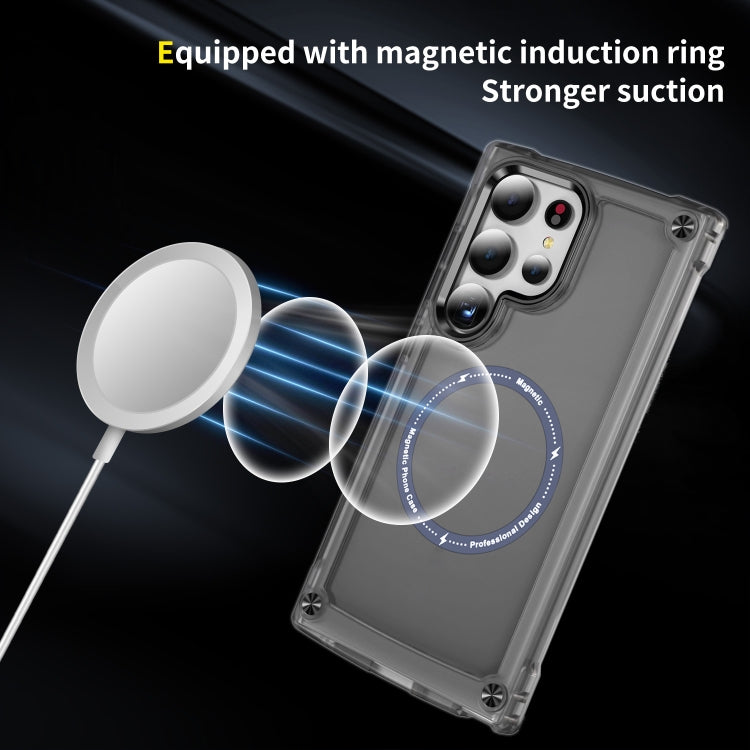 For Samsung Galaxy S25 Ultra 5G Skin Feel TPU + PC MagSafe Magnetic Phone Case(Transparent Black) - Galaxy S25 Ultra 5G Cases by PMC Jewellery | Online Shopping South Africa | PMC Jewellery | Buy Now Pay Later Mobicred