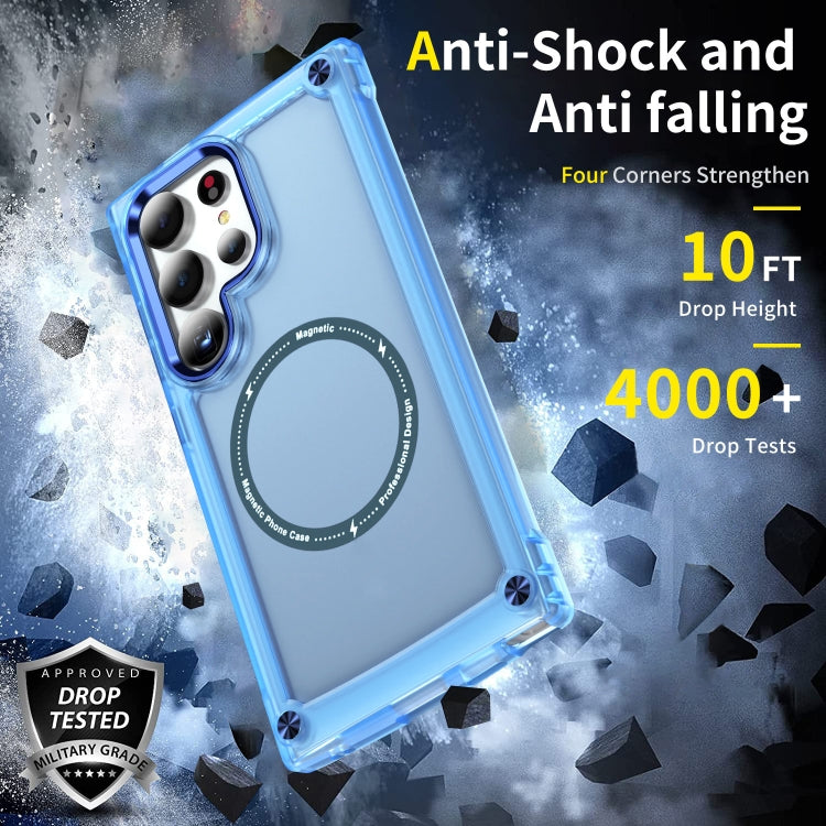 For Samsung Galaxy S25 Ultra 5G Skin Feel TPU + PC MagSafe Magnetic Phone Case(Transparent Blue) - Galaxy S25 Ultra 5G Cases by PMC Jewellery | Online Shopping South Africa | PMC Jewellery | Buy Now Pay Later Mobicred