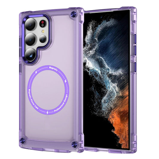 For Samsung Galaxy S25 Ultra 5G Skin Feel TPU + PC MagSafe Magnetic Phone Case(Transparent Purple) - Galaxy S25 Ultra 5G Cases by PMC Jewellery | Online Shopping South Africa | PMC Jewellery | Buy Now Pay Later Mobicred