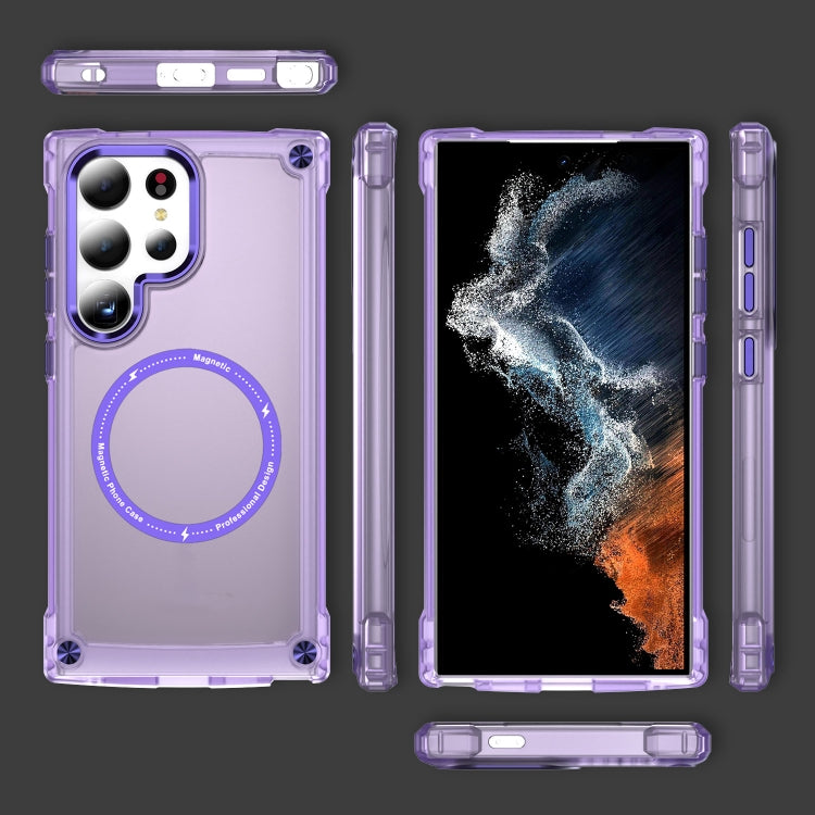 For Samsung Galaxy S25 Ultra 5G Skin Feel TPU + PC MagSafe Magnetic Phone Case(Transparent Purple) - Galaxy S25 Ultra 5G Cases by PMC Jewellery | Online Shopping South Africa | PMC Jewellery | Buy Now Pay Later Mobicred