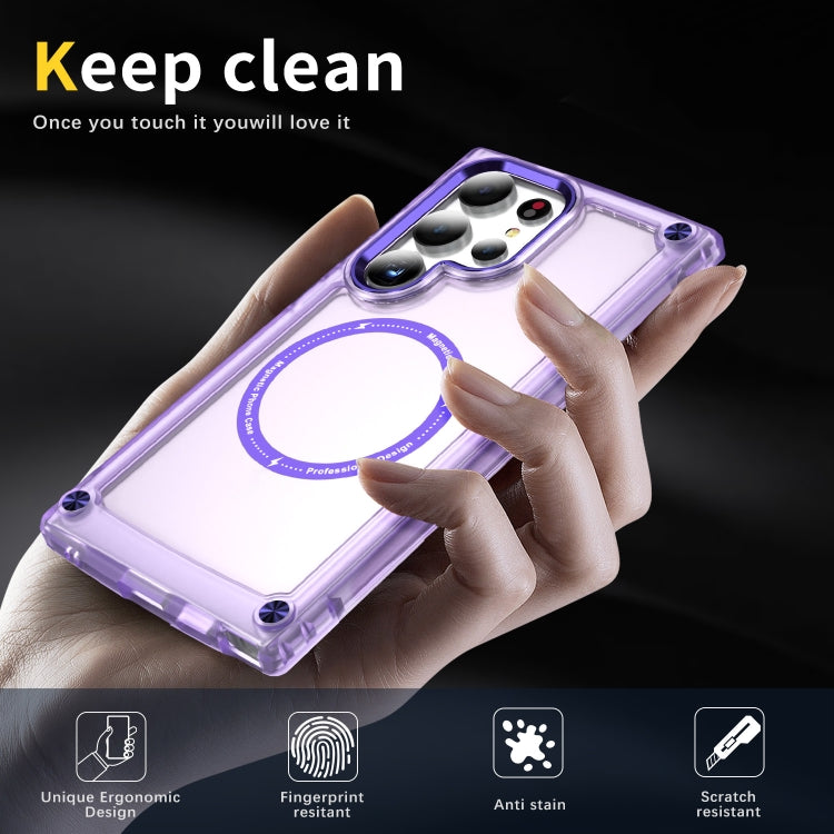 For Samsung Galaxy S25 Ultra 5G Skin Feel TPU + PC MagSafe Magnetic Phone Case(Transparent Purple) - Galaxy S25 Ultra 5G Cases by PMC Jewellery | Online Shopping South Africa | PMC Jewellery | Buy Now Pay Later Mobicred