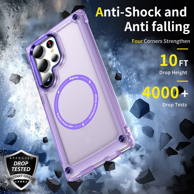 For Samsung Galaxy S25 Ultra 5G Skin Feel TPU + PC MagSafe Magnetic Phone Case(Transparent Purple) - Galaxy S25 Ultra 5G Cases by PMC Jewellery | Online Shopping South Africa | PMC Jewellery | Buy Now Pay Later Mobicred