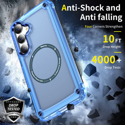 For Samsung Galaxy S25+ 5G Skin Feel TPU + PC MagSafe Magnetic Phone Case(Transparent Blue) - Galaxy S25+ 5G Cases by PMC Jewellery | Online Shopping South Africa | PMC Jewellery | Buy Now Pay Later Mobicred