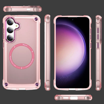 For Samsung Galaxy S25 5G Skin Feel TPU + PC MagSafe Magnetic Phone Case(Transparent Pink) - Galaxy S25 5G Cases by PMC Jewellery | Online Shopping South Africa | PMC Jewellery | Buy Now Pay Later Mobicred