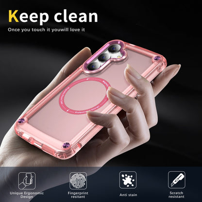 For Samsung Galaxy S25 5G Skin Feel TPU + PC MagSafe Magnetic Phone Case(Transparent Pink) - Galaxy S25 5G Cases by PMC Jewellery | Online Shopping South Africa | PMC Jewellery | Buy Now Pay Later Mobicred