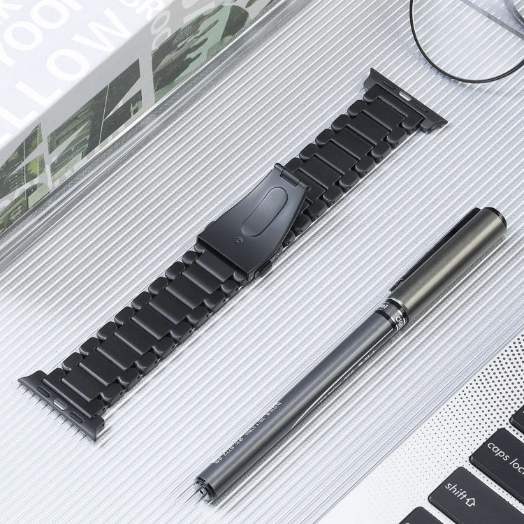 For Apple Watch Series 8 41mm Five Beads Titanium Steel Watch Band(Black) - Watch Bands by PMC TechLife | Online Shopping South Africa | PMC TechLife