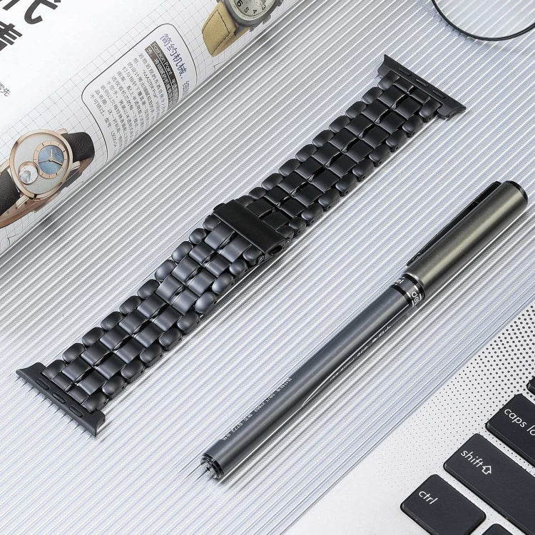 For Apple Watch Series 7 45mm Five Beads Titanium Steel Watch Band(Black) - Watch Bands by PMC Jewellery | Online Shopping South Africa | PMC Jewellery