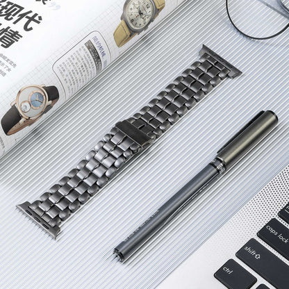 For Apple Watch 38mm Five Beads Titanium Steel Watch Band(Grey) - Watch Bands by PMC Jewellery | Online Shopping South Africa | PMC Jewellery