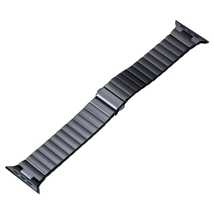 For Apple Watch SE 44mm Flat Buckle Stainless Steel Watch Band(Black) - free shipping - PMC TechLife - Order now!